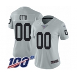 Women's Oakland Raiders #00 Jim Otto Limited Silver Inverted Legend 100th Season Football Jersey