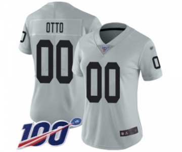 Women's Oakland Raiders #00 Jim Otto Limited Silver Inverted Legend 100th Season Football Jersey