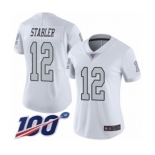 Women's Oakland Raiders #12 Kenny Stabler Limited White Rush Vapor Untouchable 100th Season Football Jersey