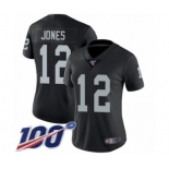 Women's Oakland Raiders #12 Zay Jones Black Team Color Vapor Untouchable Limited Player 100th Season Football Jersey