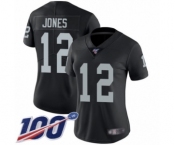 Women's Oakland Raiders #12 Zay Jones Black Team Color Vapor Untouchable Limited Player 100th Season Football Jersey