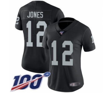 Women's Oakland Raiders #12 Zay Jones Black Team Color Vapor Untouchable Limited Player 100th Season Football Jersey