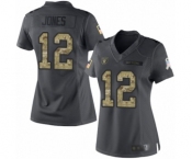 Women's Oakland Raiders #12 Zay Jones Limited Black 2016 Salute to Service Football Jersey