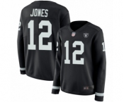 Women's Oakland Raiders #12 Zay Jones Limited Black Therma Long Sleeve Football Jersey