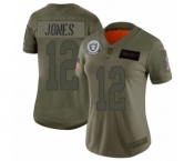 Women's Oakland Raiders #12 Zay Jones Limited Olive 2019 Salute to Service Football Jersey