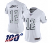 Women's Oakland Raiders #12 Zay Jones Limited White Rush Vapor Untouchable 100th Season Football Jersey