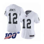 Women's Oakland Raiders #12 Zay Jones White Vapor Untouchable Limited Player 100th Season Football Jersey