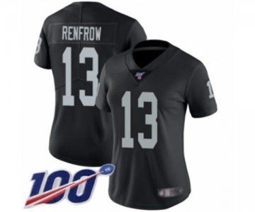 Women's Oakland Raiders #13 Hunter Renfrow Black Team Color Vapor Untouchable Limited Player 100th Season Football Jersey