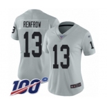 Women's Oakland Raiders #13 Hunter Renfrow Limited Silver Inverted Legend 100th Season Football Jersey