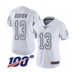 Women's Oakland Raiders #13 Hunter Renfrow Limited White Rush Vapor Untouchable 100th Season Football Jersey