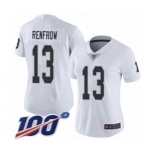 Women's Oakland Raiders #13 Hunter Renfrow White Vapor Untouchable Limited Player 100th Season Football Jersey