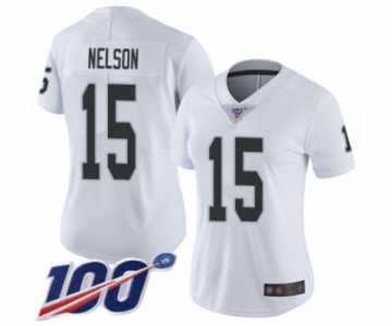 Women's Oakland Raiders #15 J. Nelson White Vapor Untouchable Limited Player 100th Season Football Jersey