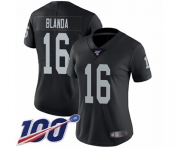 Women's Oakland Raiders #16 George Blanda Black Team Color Vapor Untouchable Limited Player 100th Season Football Jersey