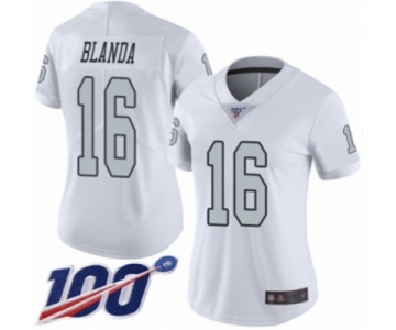 Women's Oakland Raiders #16 George Blanda Limited White Rush Vapor Untouchable 100th Season Football Jersey