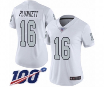 Women's Oakland Raiders #16 Jim Plunkett Limited White Rush Vapor Untouchable 100th Season Football Jersey