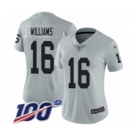 Women's Oakland Raiders #16 Tyrell Williams Limited Silver Inverted Legend 100th Season Football Jersey