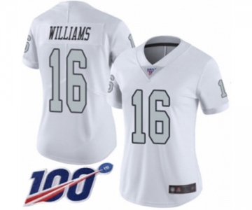 Women's Oakland Raiders #16 Tyrell Williams Limited White Rush Vapor Untouchable 100th Season Football Jersey