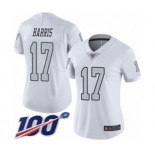 Women's Oakland Raiders #17 Dwayne Harris Limited White Rush Vapor Untouchable 100th Season Football Jersey