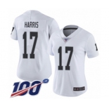 Women's Oakland Raiders #17 Dwayne Harris White Vapor Untouchable Limited Player 100th Season Football Jersey