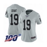 Women's Oakland Raiders #19 Ryan Grant Limited Silver Inverted Legend 100th Season Football Jersey