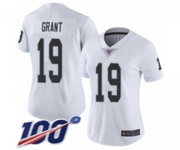 Women's Oakland Raiders #19 Ryan Grant White Vapor Untouchable Limited Player 100th Season Football Jersey