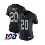 Women's Oakland Raiders #20 Daryl Worley Black Team Color Vapor Untouchable Limited Player 100th Season Football Jersey