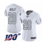 Women's Oakland Raiders #20 Daryl Worley Limited White Rush Vapor Untouchable 100th Season Football Jersey