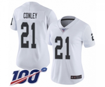 Women's Oakland Raiders #21 Gareon Conley White Vapor Untouchable Limited Player 100th Season Football Jersey