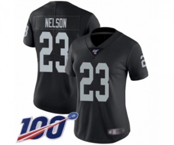 Women's Oakland Raiders #23 Nick Nelson Black Team Color Vapor Untouchable Limited Player 100th Season Football Jersey