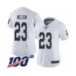 Women's Oakland Raiders #23 Nick Nelson White Vapor Untouchable Limited Player 100th Season Football Jersey