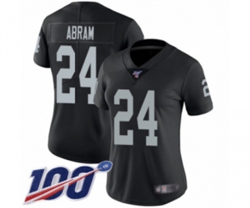 Women's Oakland Raiders #24 Johnathan Abram Black Team Color Vapor Untouchable Limited Player 100th Season Football Jersey