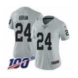 Women's Oakland Raiders #24 Johnathan Abram Limited Silver Inverted Legend 100th Season Football Jersey