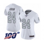 Women's Oakland Raiders #24 Johnathan Abram Limited White Rush Vapor Untouchable 100th Season Football Jersey