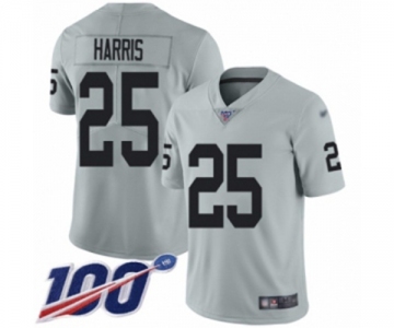 Women's Oakland Raiders #25 Erik Harris Limited Silver Inverted Legend 100th Season Football Jersey