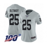 Women's Oakland Raiders #25 Fred Biletnikoff Limited Silver Inverted Legend 100th Season Football Jersey