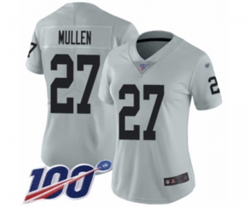 Women's Oakland Raiders #27 Trayvon Mullen Limited Silver Inverted Legend 100th Season Football Jersey