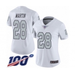 Women's Oakland Raiders #28 Doug Martin Limited White Rush Vapor Untouchable 100th Season Football Jersey