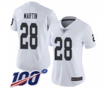 Women's Oakland Raiders #28 Doug Martin White Vapor Untouchable Limited Player 100th Season Football Jersey