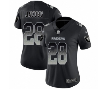 Women's Oakland Raiders #28 Josh Jacobs Black Smoke Fashion Limited Football Jersey