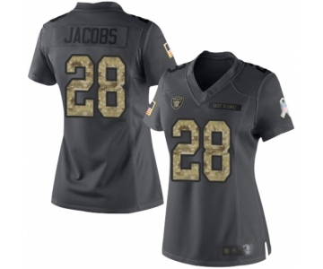 Women's Oakland Raiders #28 Josh Jacobs Limited Black 2016 Salute to Service Football Jersey