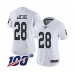 Women's Oakland Raiders #28 Josh Jacobs White Vapor Untouchable Limited Player 100th Season Football Jersey