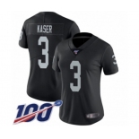 Women's Oakland Raiders #3 Drew Kaser Black Team Color Vapor Untouchable Limited Player 100th Season Football Jersey