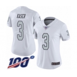 Women's Oakland Raiders #3 Drew Kaser Limited White Rush Vapor Untouchable 100th Season Football Jersey