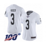 Women's Oakland Raiders #3 Drew Kaser White Vapor Untouchable Limited Player 100th Season Football Jersey