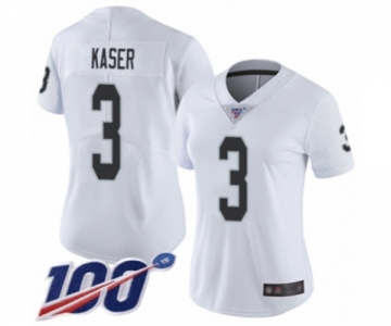 Women's Oakland Raiders #3 Drew Kaser White Vapor Untouchable Limited Player 100th Season Football Jersey