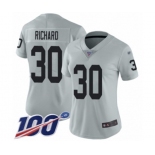 Women's Oakland Raiders #30 Jalen Richard Limited Silver Inverted Legend 100th Season Football Jersey