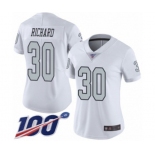 Women's Oakland Raiders #30 Jalen Richard Limited White Rush Vapor Untouchable 100th Season Football Jersey