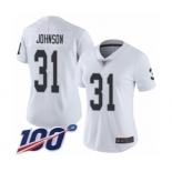 Women's Oakland Raiders #31 Isaiah Johnson White Vapor Untouchable Limited Player 100th Season Football Jersey