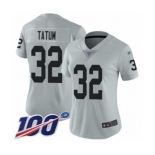 Women's Oakland Raiders #32 Jack Tatum Limited Silver Inverted Legend 100th Season Football Jersey