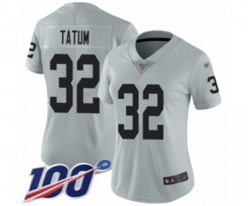 Women's Oakland Raiders #32 Jack Tatum Limited Silver Inverted Legend 100th Season Football Jersey